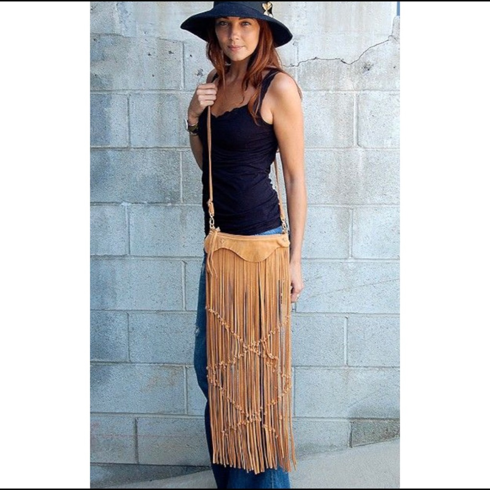 Linea Pelle Suede Fringe Alex Mini Crossbody Bag